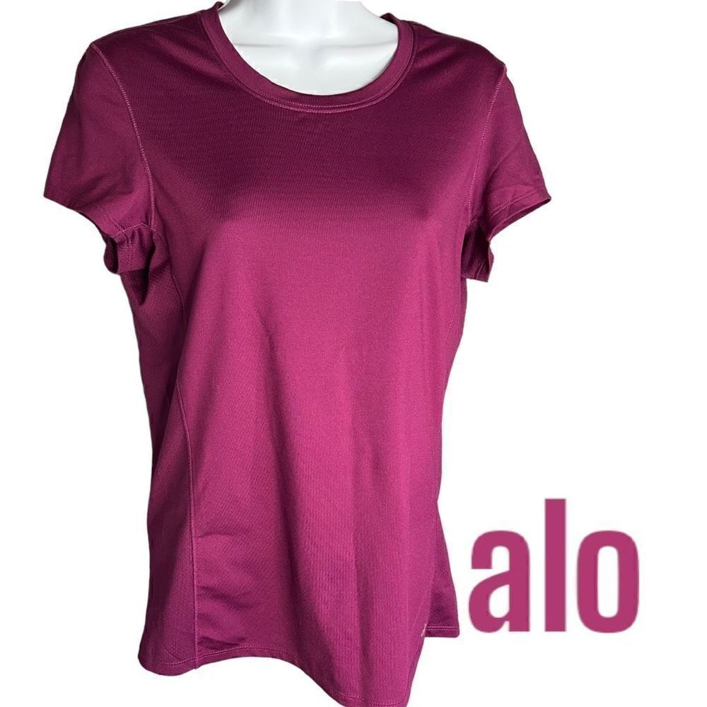 Alo Yoga Women's Crew Neck Short Sleeve Cool Fit Work Out T-Shirt Purple Small